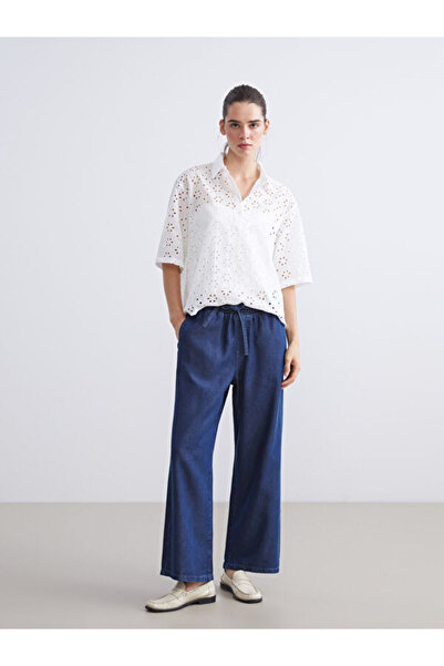 LC Waikiki Rmz Gi̇yi̇m Farkiyla Women's Wide Leg Jeans with Waist Cord