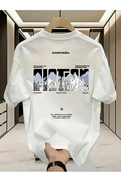 İnazuma Outdoors Unisex Oversize Printed Cotton Crew Neck Short Sleeve White ...