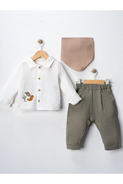 Lumbi Baby Muslin Fabric Cowboy Patterned Baby Boy 3-Piece Set