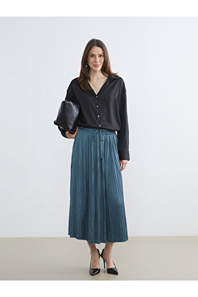 LC Waikiki Satin Pleated Skirt with Elastic Waist