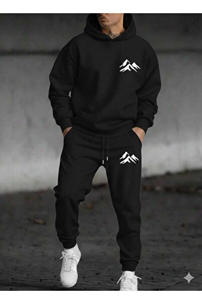 YK WEAR Unisex Σετ Φόρμας Lover's Combination με Φιγούρα Βουνού, Oversize, με...