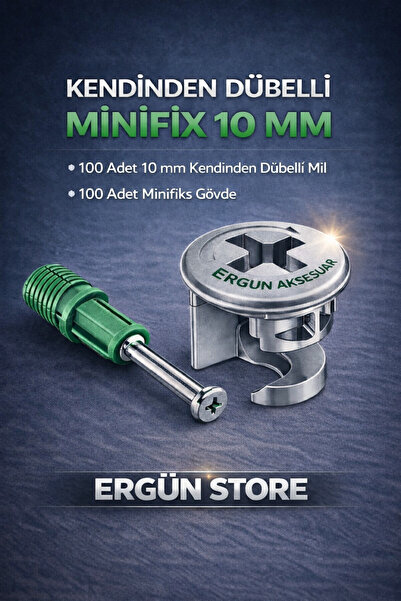 Ergün Kendinden Dübelli Minifix Takım 10MM 100 Takım