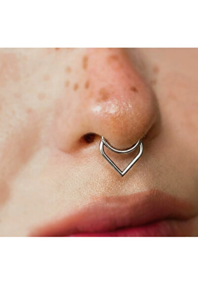 TakıLabirenti Klipsli Halka Septum,Kalpli Küpe,Daith,Helix,Tragus,hediye