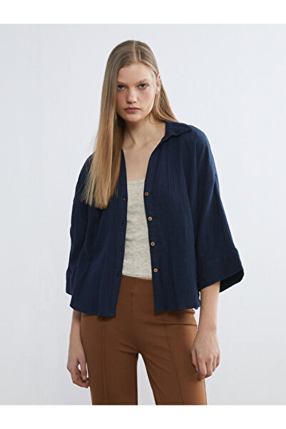 LC Waikiki Rmz Gi̇yi̇m Farkiyla Textured Loose Fit Women's Shirt