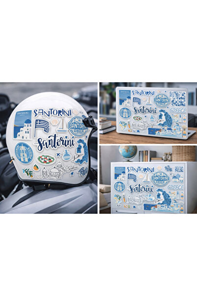 Limitless Design مجموعة ملصقات بتصميم سانتوريني |   ملصقات زخرفية لليونان وجز...