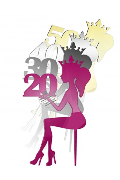 Decoratiuni Dulci Topper varsta femeie, plexiglas - Negru