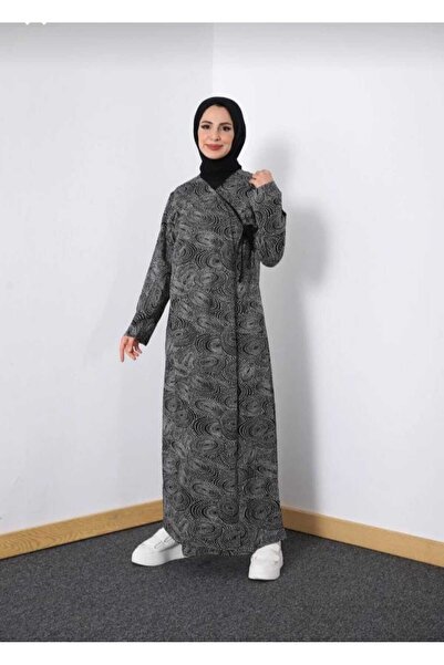 Defkay Yandan bağlamalı pamuklu kumaş kruvaze kadın namaz elbisesi