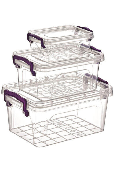 Tuncel Store حاوية تخزين مستطيلة صغيرة مكونة من 3 قطع-Çnk2075 (945)