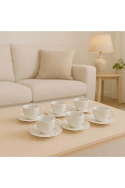 Generic Decorative Cup Set - 6 Cups with Saucers