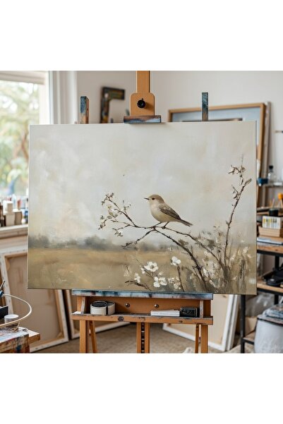 Nurşahın Resimleri El Yapımı Serçe Kuş Dekoratif Kanvas Tablo