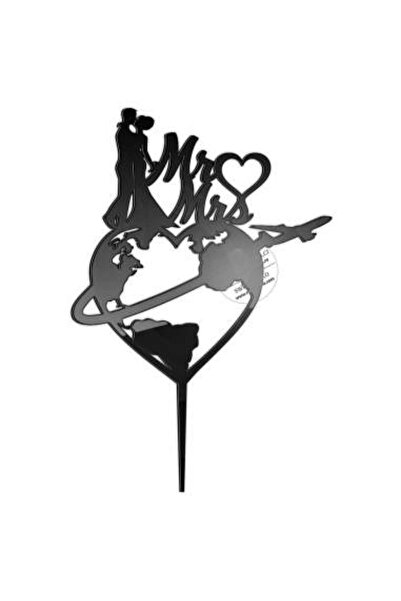 Decoratiuni Dulci Cake topper our love around the world - Black