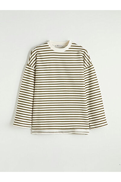 LC Waikiki Rmz Gi̇yi̇m Farkiyla Women's Loose Fit Striped Sweatshirt Tunic