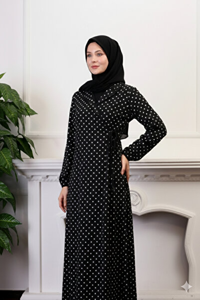 Defkay Yandan bağlamalı pamuklu kumaş kruvaze kadın namaz elbisesi