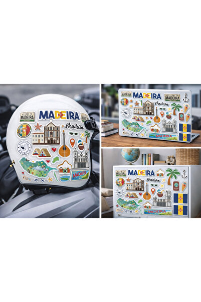 Limitless Design مجموعة ملصقات للكمبيوتر المحمول والخوذة بتصميم جزيرة ماديرا