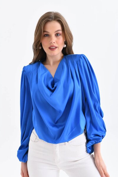 Park Karon Women's Degaje Collar, Padded Shoulders, Sleeves and Sleeves with ...