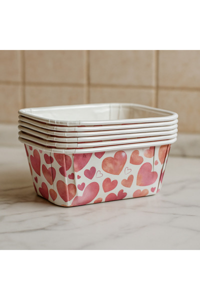 Generic Rectangular Paper Trays Decorated with Hearts