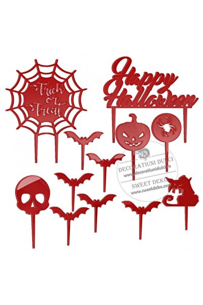 Decoratiuni Dulci Διακοσμητικό τοπερ για το Halloween, από πλεξιγκλάς - Rosu
