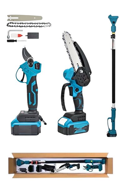 POWER7 "2'li Bahçe Seti: Akülü Mini Testere & Akülü Budama Makası + Teleskopi...