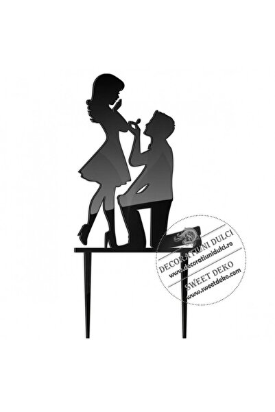 Decoratiuni Dulci Topper nunta cerere in casatorie, plexi - Negru