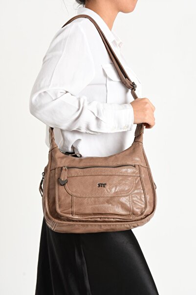 571 Collections Çanta Faux Leather Shoulder Bag Mink