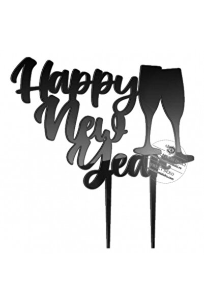 Decoratiuni Dulci Cake topper Happy New Year - Negru