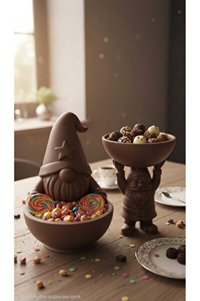 GLOBELUX Dekoratif Cüce Temalı Sunum Tabağı Takı Şeker Çerezlik 2li Set Vegan...