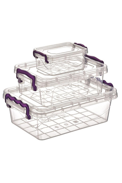 MericLine حاوية تخزين مستطيلة صغيرة من فيولا - 3 قطع - CNK2076 (1047)