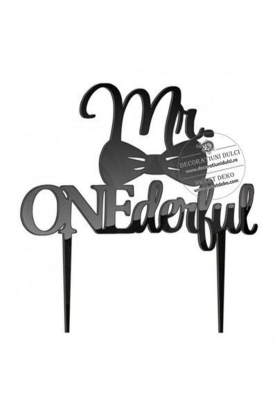 Decoratiuni Dulci Διακοσμητικό Mr ONEderful cu papion, πλεξιγκλάς - Πράσινο κ...