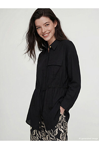 LC Waikiki Rmz Gi̇yi̇m Farkiyla Tie-Dye Detailed Drawstring Women's Shirt