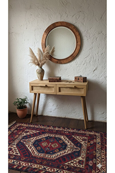 ViraHome Ahşap ve Metal Dekorasyon Masif Ahşap Hasır Desenli Hazeran Çift Çek...