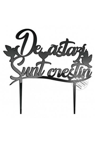 Decoratiuni Dulci From today I am a Christian, Baptism cake topper - Black