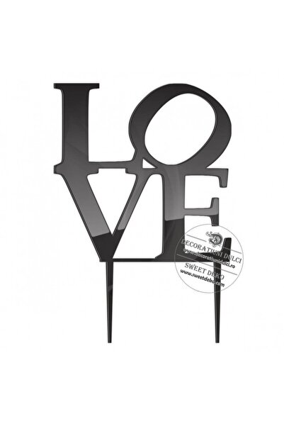 Decoratiuni Dulci Cake topper Love, plexi - Negru