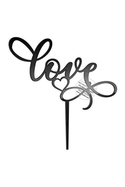 Decoratiuni Dulci Calligraphic Love cake topper with heart - Black