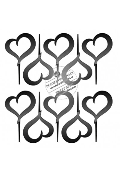 Decoratiuni Dulci Комплект 10 mini toppere inimioara, plexi - Negru