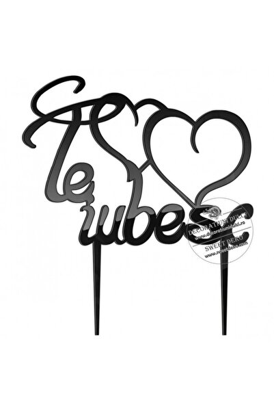Decoratiuni Dulci Topper plexi Te iubesc - Negru