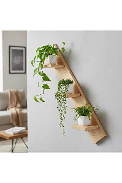 Ev dekka Matkap Gerektirmeyen Modern Duvar Rafı - 3 Katlı Ahşap Saksı Standı ...