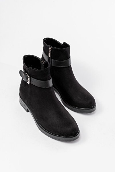 Zerenyus Exi̇n-165-204/1 Premium Black Suede Zippered Daily Women's Boots