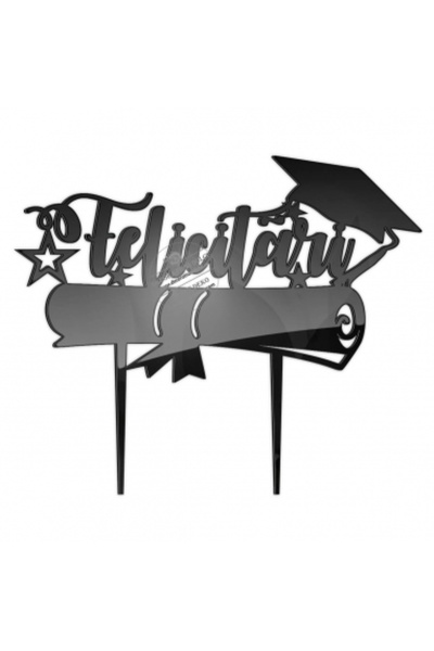 Decoratiuni Dulci Topper tort Felicitari absolventilor - Negru