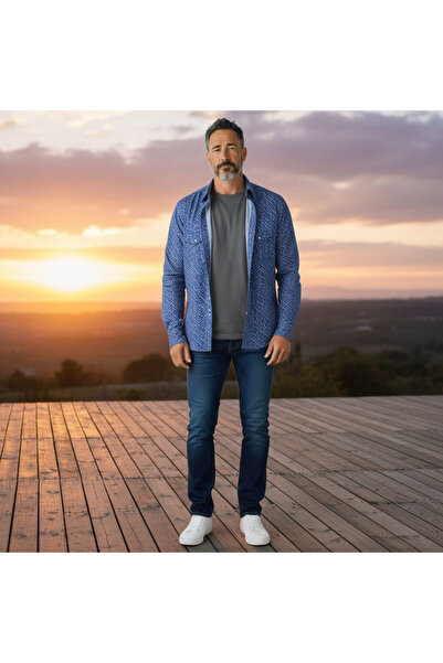 EREN STYLE Classic Cotton Long Sleeve Shirt with Double Pockets (Regular Fit)