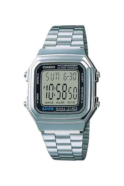 Casio Digital Watch with Stainless Steel Band Model A178WA - Size 34 mm - Sil...