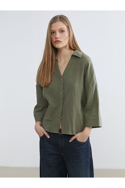 LC Waikiki Rmz Gi̇yi̇m Farkiyla Textured Loose Fit Women's Shirt