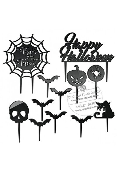 Decoratiuni Dulci Set topper halloween, plexiglas - Negru