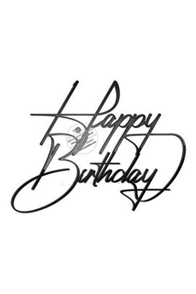 Decoratiuni Dulci Cake topper Happy Birthday signature - Negru