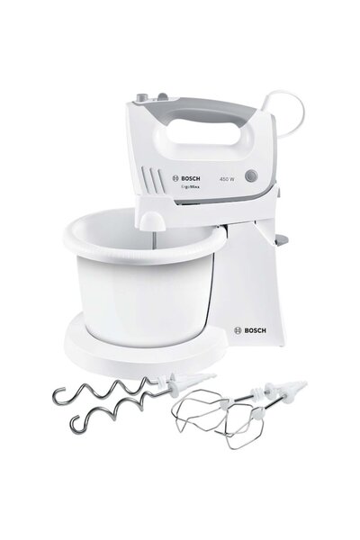 Bosch Μίξερ cu bol MFQ36460, 450 W, 5 Viteze + Turbo, capacitate bol 3 L, Alb