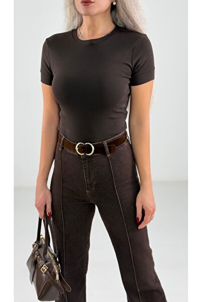 KAROL Kahverengi Fit Basic T-Shirt