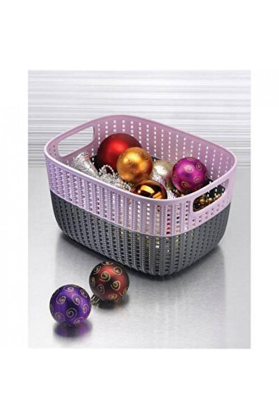 Tuncel Store سلة بنمط محبوك 3 لتر ثنائية اللون-ج649 (945)