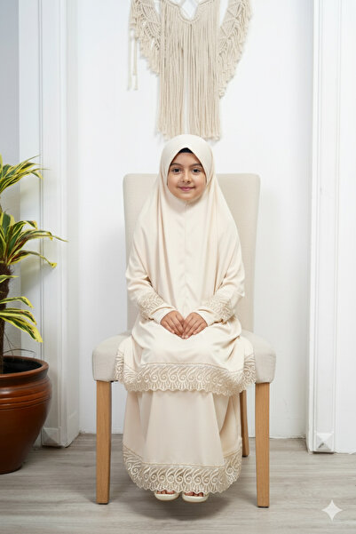 Defkay Set rochie de rugăciune pentru fete cu fustă, dantelă piese