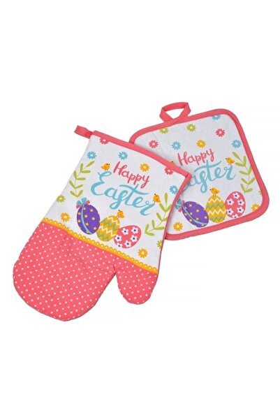 SHOPIENS Set of Oven Mitt and Decorative Napkin for Easter