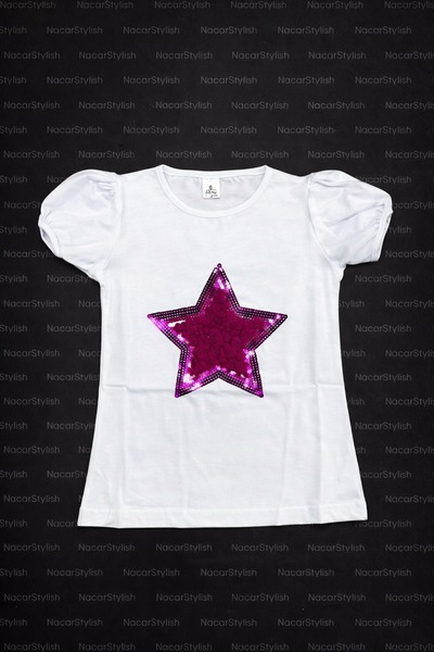 Nacar Kız Çocuk 23 Nisan 29 Ekim Gösteri Yıldız Baskılı T-shirt - 23 Nisan Gö...