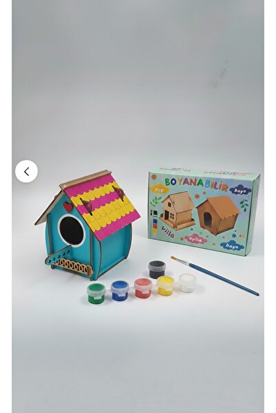 NETWORK ART Ahşap Kuş Yuvası ve 1 adet altılı akrilik boya seti (Etkinlik İçi...